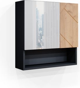 Vicco Badspiegelschrank Irma, 54 x 55 cm, Anthrazit/Eiche