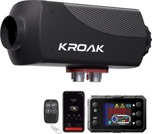 KROAK Air Diesel Heater 12V 5KW Air Diesel Parking Heater Ohrievač vzduchu 0,16-0,52L/H Diesel Heater s LCD displejom a diaľkovým ovládaním a aplikáciou Bluetooth, čierny