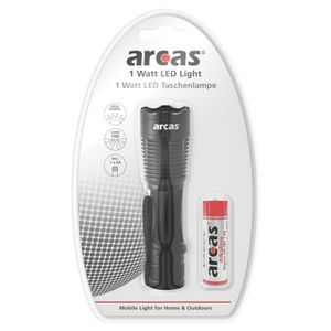 ARCAS 1 Watt LED Aluminium Taschenlampe, schwarz