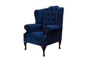 Royal Blauer Ohrensessel Chesterfield Couch 1 Sitzer Sofa Textil Couchen Sessel JVmoebel
