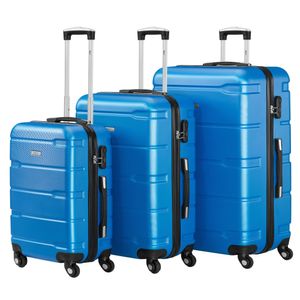 Sada kufrov Zelsius 3 kusy, modrá, tvrdý kufor ABS s kombinovaným zámkom a vnútornou priehradkou