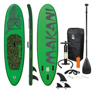 ECD Germany Aufblasbares Stand Up Paddle Board Makani | 320x82x15 cm | Grün | aus PVC | bis 150kg | Pumpe Tragetasche Zubehör | SUP Board Paddling Board Paddelboard Surfboard | verschiedene Farben