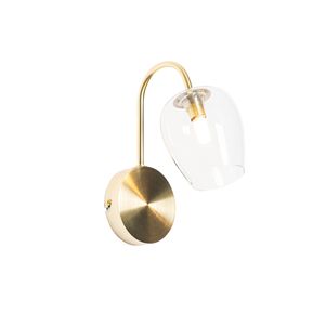 QAZQA - Klassisch I Antik Klassische Wandlampe Gold I Messing mit Glas - Elien I Wohnzimmer I Schlafzimmer - Stahl Rund - LED geeignet G9