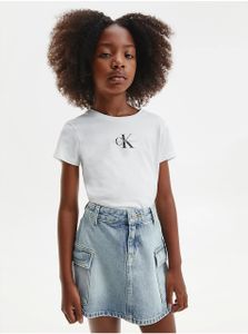 Bílé dívčí tričko Calvin Klein