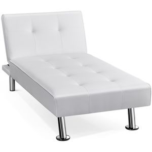 Yaheetech Couch Schlafsofa Bettsofa Klappsofa Gästebett Rückenlehne neigbar 105°/140°/180°, 166.5 x 76.5 x 40 cm, 280 KG belastbar Weiß