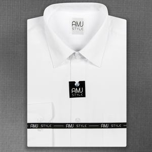 Pánská košile AMJ bílá s vetkávaným vzorem VD838, dlouhý rukáv, vel. 43