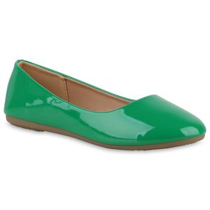VAN HILL Damen Klassische Ballerinas Slippers Abend-Schuhe 840128, Farbe: Grün, Größe: 39