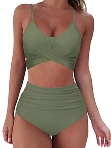 Damen Schnürung Bikini-Sets Strandkleidung Surfen Zweiteiliger Badeanzüge Badebekleidung Grün,Größe S