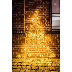 F-H-S International LED Lichternetz Weihnachtsbaum für Hauswand 2m 200 LEDs warmweiß IP44