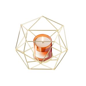 12Pcs Teelichthalter Metall Kerzenhalter geometrischen Kerze Laterne Dekoration (Gold)