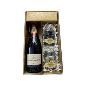 Geschenkbox Champagner Moët & Chandon Impériale - Gold - 1 Brut - 1 Glas Calissons & 1 Glas überzogene Mandeln LE PETIT DUC