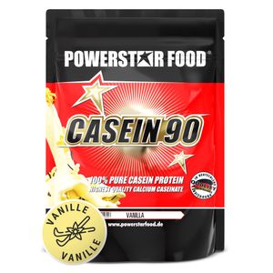 Powerstar CASEIN 90 Protein-Pulver 1000 g | Calciumcaseinat aus Weidemilch | Bis zu 88,3% Protein | Ideal als Diät- und Nachtprotein | Vanilla