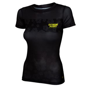 Extreme Hobby Laufshirt Damen, Thermoaktive Shirt, Sportbekleidung  Model: FLOWERS Farbe: Grau Größe: M