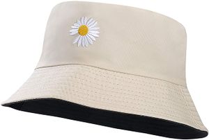 Fischerhut Uni Reversibel Baumwolle Gänseblümchen Bucket Hat für Wandern Camping Strand 56-58 cm