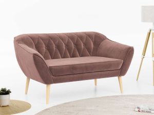 Sofa, Skandinavischer Stil, Holzbeine - PIRS - 2 Sitzer - Rosa - Velvet