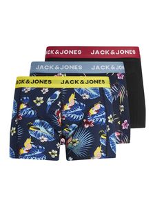 JACK & JONES Herren 3 PACK  Boxershorts JACFLOWER BIRD 12194104 TRUNKS , Größe:M, Farbe:Surf The Web/DetailBlack-Black
