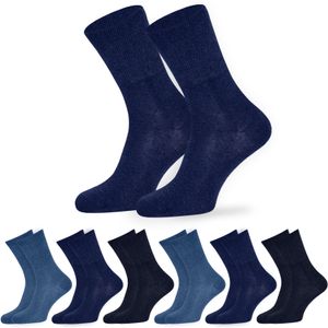 OCERA 6x Socken Uni für Diabetiker geeignet und ohne drückenden Gummibund Blau Mix Gr. 43-46