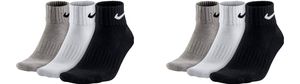 6 Paar Nike Herren Damen One Quater Socks Kurze Socke Knöchelhoch - Farbe: grau/weiß/schwarz - Größe: 46-50