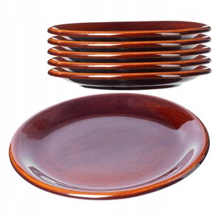 KADAX "Olympia" tanier, tanier z hliny s keramickým povrchom, servírovací tanier, tanier na večeru, hnedý, 24 cm, 6 kusov
