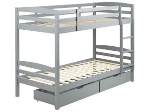 BELIANI Hochbett mit Bettkasten Dunkelbraun Kiefernholz 2 Lattenroste 90 x 200 cm Leiter Modern Etagenbett für 2 Personen Schlafzimmer Ausstattung