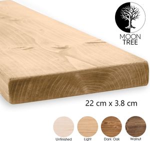 MoonTree Skandinavisches Rustikales Wandregal Holzdekor "Berg", FL22x3.8, dunkle Eichenoptik, 190cm, Regalboden, Regale, Light