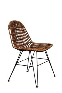 SIT Möbel Stuhl | Rattan ungeschält natur | Gestell Metall antikschwarz | B 50 x T 60 x H 84,5 cm | 05324-04 | Serie RATTAN