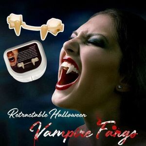 Einziehbare Vampirzähne Halloween Dekoration, Dracula Falsche Zähne Monster Werwolfzähne Cosplay Requisite für erwachsene Kinder