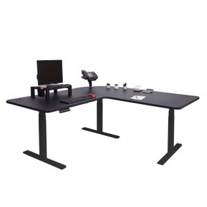Eck-Schreibtisch HWC-D40, Computertisch, elektrisch höhenverstellbar 178x178cm 84kg  schwarz, schwarz