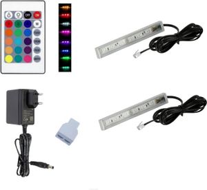 QLS LED RGB 2 Set Glasbodenbeleuchtung Lichtleiste 12V Fernbedienung 16 Farben 11135