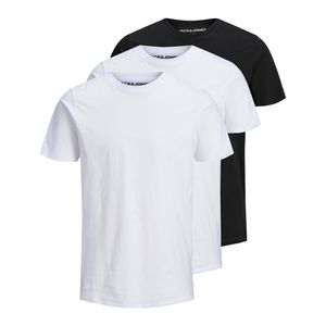 JACK&JONES Herren T-Shirt, 3er Pack - JJEORGANIC BASIC TEE O-NECK, Kurzarm, Baumwolle Weiß/Schwarz L