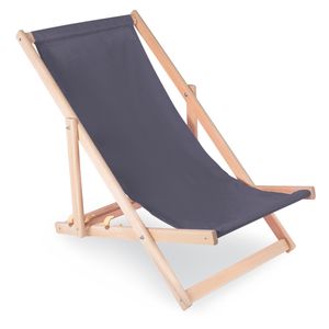 Liegestuhl klappbar aus Holz LIEGE 120 kg - Relaxliege für Garten Balkon Gartenliege Strandstuhl Buchenholz GRAU