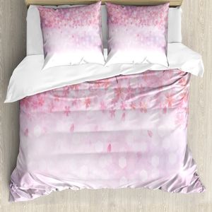 ABAKUHAUS Blassrosa Bettbezug, Sakura Bloom Röschen, Milbensicher Allergiker geeignet mit Kissenbezügen, 155 cm x 220 cm - 80 x 80 cm, Pale Pink Weiß