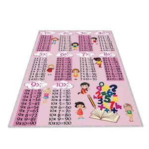 Jungengel Teppich Mädchen Kinder Zimmer Spieleteppich Mathe Lernen Schule Pink : 80x200 cm