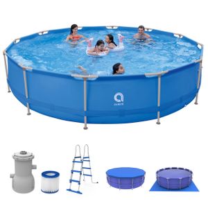 Avenli® Frame Pool Komplettset 450 x 90 cm, Aufstellpool rund, mit Pumpe, blau