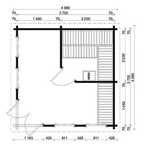 5-Eck Saunahaus Magnus-70, 70 mm Wandstärke (400 x 400 cm)