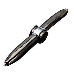 Finger-Gyro-Stift mit LED-Licht zur Unterstützung von ADHS, Stressabbau, denkender Kugelschreiber, Geschenkstift, Gun Grey