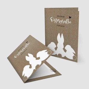 Kartenkuss | Osterkarten "Häschen Gruppe" zum Set zu 10 Stück inkl. Umschläge. Liebevolle einzigartige Gestaltung