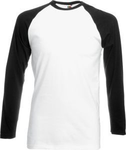 Fruit Of The Loom Herren Baseball T-Shirt, langärmlig BC328 (M) (Weiß/Schwarz) Fruit Of The Loom Herren Baseball T-Shirt, langärmlig BC328 (M) (Weiß/Schwarz)