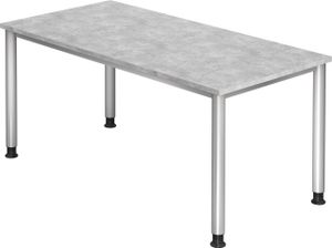 bümö® Schreibtisch "H-Serie" höhenverstellbar, Tischplatte 160 x 80 cm in Beton, Gestell in silber