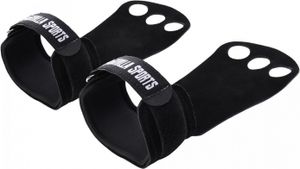 GORILLA SPORTS® Hand Grips - 3 Löcher, in Größe M, Synthetische, Schwarz, Verhindert Blasen und Risse - Pull Up Grips, Fitness Handschuhe, Trainingshandschuhe, Cross Training Grips, Gewichtheben