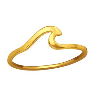 Ring Welle gold: Wellenring Silber 925, Ringgröße:52 (16.5 mm Ø)