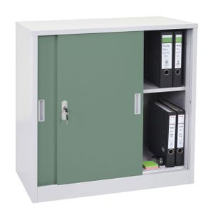 Aktenschrank Preston MCW-F41, Stahlschrank Büroschrank, mit abschließbaren Schiebetüren 90x90x45cm  grün