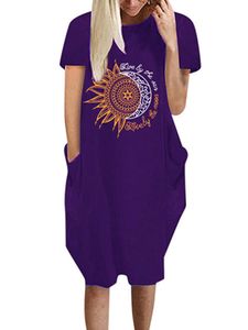 DamenT-Shirt Kleider Sommer T-Shirt Kleid Casual Short Sundress,Farbe:Lila,Größe:Xl