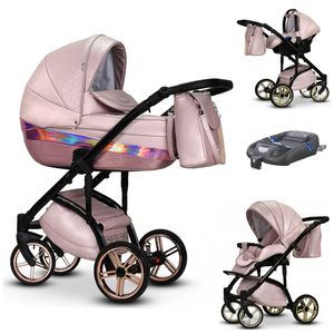 3-Rad-Kinderwagen Rosa und Schwarz Baby & Kind Babyartikel Kinderwagen Kombikinderwagen 