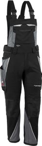 Qualitex Arbeitshose - moderne Latzhose IRON aus Lyocell, Cordura & Stretch - Reflexelemente - in Farbe: schwarz/grau - Herren: 76 - Damen: 70