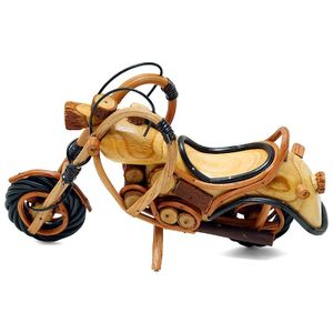 Motorrad moderne Skulptur Deko aus Holz 40 cm Wooden Chopper Deko Bike