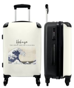 NoBoringSuitcases.com® Großer Koffer - Kunst - Hokusai - Meer - Golf - Vintage - Kombinationsschloss TSA - Hartschalen Trolley 4 Rollen - 60 liter - Reisekoffer - 66 cm