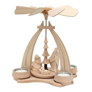Holz Teelicht-Tischpyramide Heilige Familie SIGRO