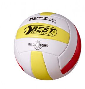 Best Sporting Volleyball Größe 5, weiß/gelb/rot oder weiß/hellblau/blau, Farbe:weiß/gelb/rot