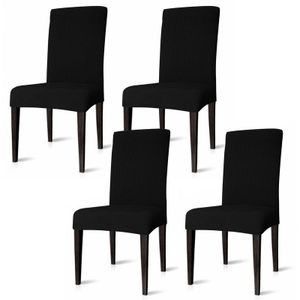 Yakimz 4ks/set stoličky kryty Stretch univerzálne jedálenské stoličky Elastické stoličky kryt, stoličky kryty Odnímateľný moderný chránič Ochranný kryt pre kryt Banket Party Hotel, čierna